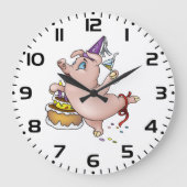 Geburtstags-Schweinepartying Große Wanduhr (Vorderseite)