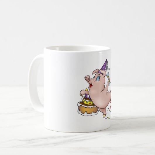 Geburtstags-Schweinepartying Kaffeetasse (Vorderseite Links)
