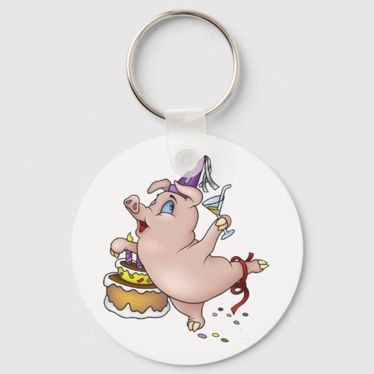 Geburtstags-Schweinepartying Schlüsselanhänger (Vorderseite)