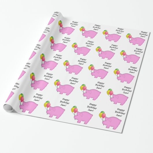 Geburtstags-Schweinezuchtpapier Individuelle Name Geschenkpapier (Ungerollt)
