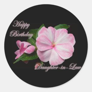 Geburtstags-Schwiegertochter-Rosa Impatiens Runder Aufkleber