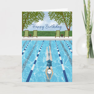 Geburtstags-Schwimmbahnen Spaß Karte