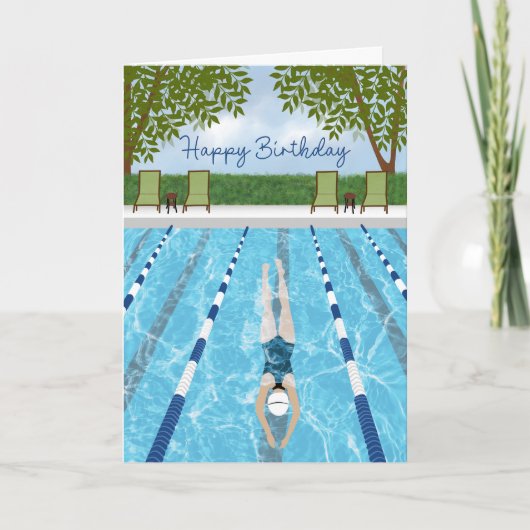 Geburtstags-Schwimmbahnen Spaß Karte (Vorderseite)