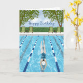 Geburtstags-Schwimmbahnen Spaß Karte (Gelbe Blume)