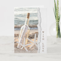 Geburtstags-Seestern mit Nachricht in einer Flasch