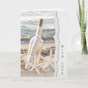 Geburtstags-Seestern mit Nachricht in einer Flasch Karte