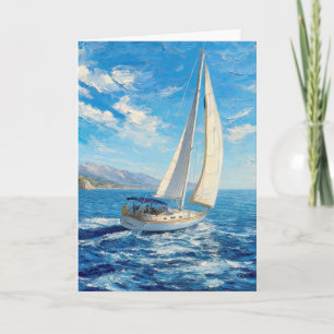 Geburtstags-Segelboot-Impasto-Malerei  Karte