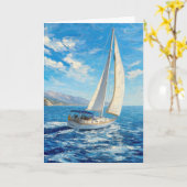 Geburtstags-Segelboot-Impasto-Malerei  Karte (Gelbe Blume)
