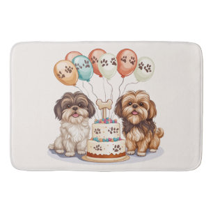 Geburtstags-Shih-Tzu-Hunde-Geburtstagstorte Badematte