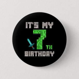 Geburtstags-Shirt Es ist mein 7. Geburtstagsgamer Button