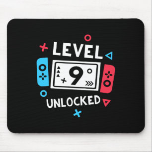 Geburtstags-Shirt Junge Level 9 freigeschaltet Vid Mousepad