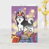 Geburtstags-sibirischer Husky/alaskischer Malamute Karte (Gelbe Blume)