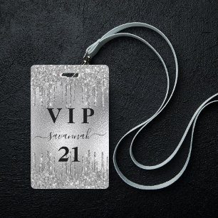 Geburtstags-Silber-Glitter-Tropfen-Metall-VIP-Einl Ausweis