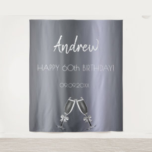 Geburtstags silberner Fuchs Männer Typen grau mode Wandteppich