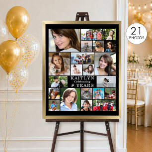 Geburtstags-Simple-21-Foto-Collage-Anpassung Poster