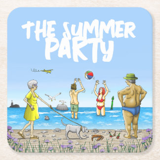 Geburtstags-Sommer-Strandparty Rechteckiger Pappuntersetzer