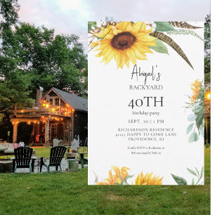 Geburtstags-Sonnenblumen-Party im Hinterhof Einladung