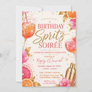 Geburtstags-Spritz-Soirée-Zitrus-Cocktailparty Einladung