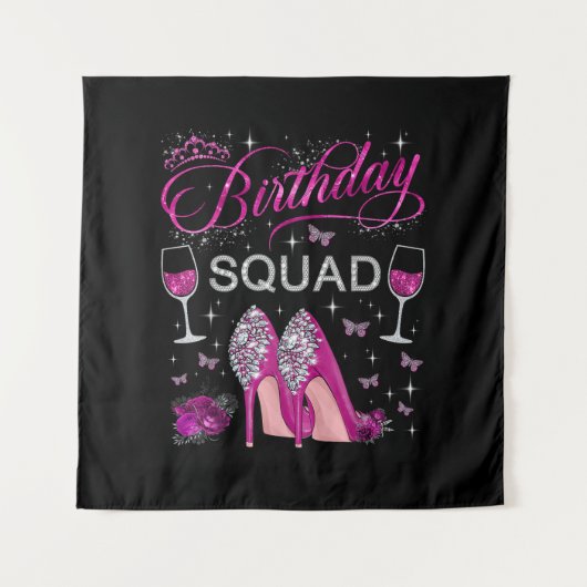Geburtstags-Squad Schmetterlinge Wandteppich (Vorderseite)