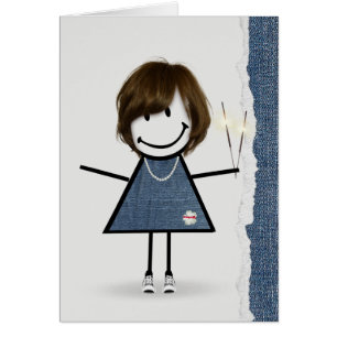 Geburtstags-Stabfigur Mädchen mit Knallern