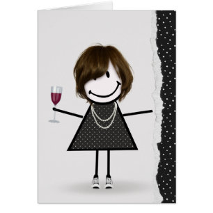 Geburtstags-Stabfigur Mädchen mit Wein und Sneaker