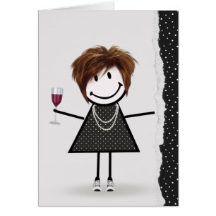 Geburtstags-Stabfigur Mädchen mit Wein und Sneaker