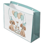 Geburtstags-Standard-Doodle-Hunde Große Geschenktüte (Rückseite Schrägansicht)