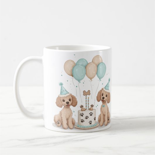 Geburtstags-Standard-Doodle-Hunde Kaffeetasse (Links)