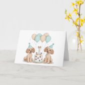 Geburtstags-Standard-Doodle-Hunde Karte (Gelbe Blume)