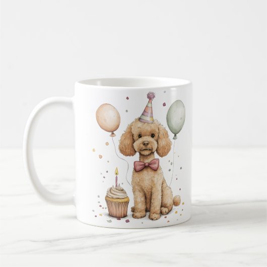 Geburtstags Standard Pudel Hund Kaffeetasse (Links)