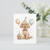 Geburtstags Standard Pudel Hund Postkarte (Stehend Vorderseite)