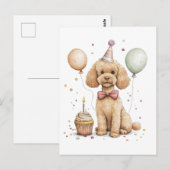 Geburtstags Standard Pudel Hund Postkarte (Vorne/Hinten)