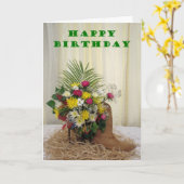 Geburtstags-Stiefel Karte (Gelbe Blume)