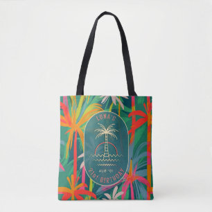 Geburtstags-Strandparty Palmenbaum Sonnenuntergang Tasche