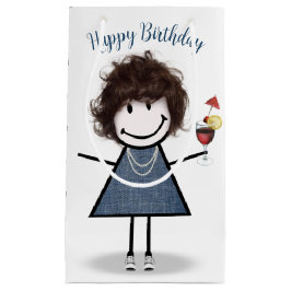 Geburtstags-Strichfigur-Mädchen mit Cocktail Kleine Geschenktüte