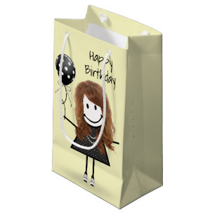 Geburtstags-Strichfigur-Mädchen mit Polka Dot Ball Kleine Geschenktüte