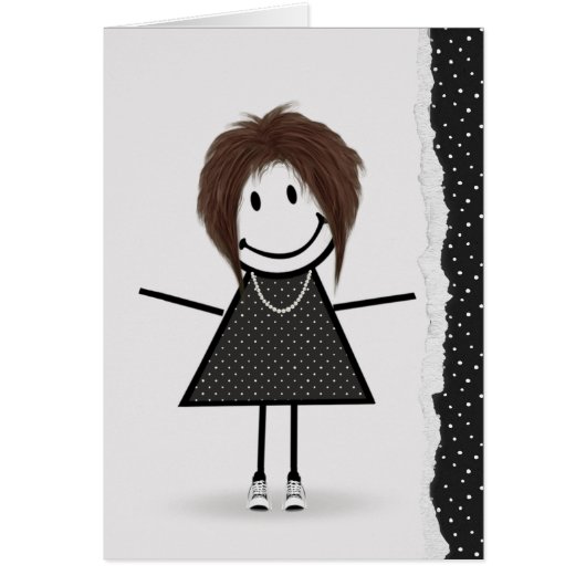 Geburtstags-Strichfigur-Mädchen mit Sneakers (Vorne)