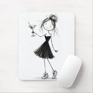 Geburtstags-Strichmädchen mit Martini Mousepad