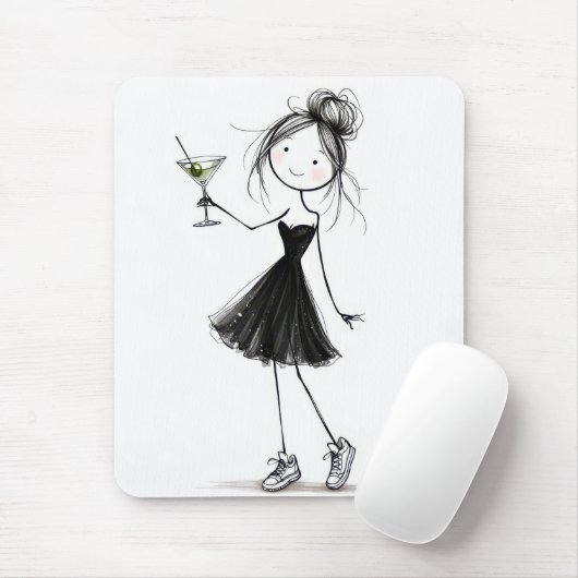 Geburtstags-Strichmädchen mit Martini Mousepad (Mit Mouse)