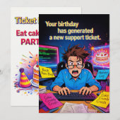 Geburtstags-Support-Ticket Einladung (Vorne/Hinten)