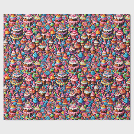 Geburtstags-Süßigkeiten Geschenkpapier (Flach)