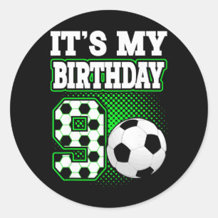 Geburtstags-T-Shirts 9 Fußball Es ist mein 9. Gebu Runder Aufkleber