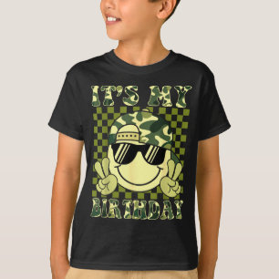Geburtstags-Tarnung-Lächeln Gesicht Geburtstags-Ju T-Shirt