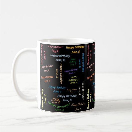 Geburtstags-Tasse 8. Juni Kaffeetasse (Links)