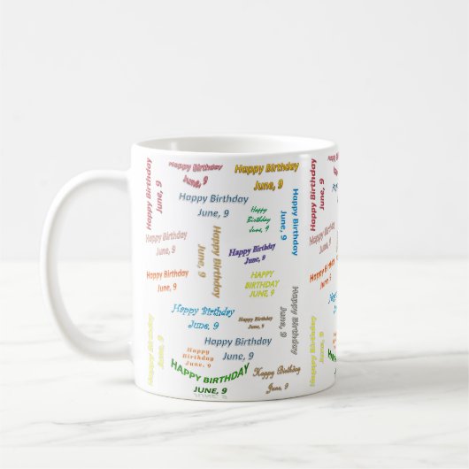 Geburtstags-Tasse 9. Juni Kaffeetasse (Links)