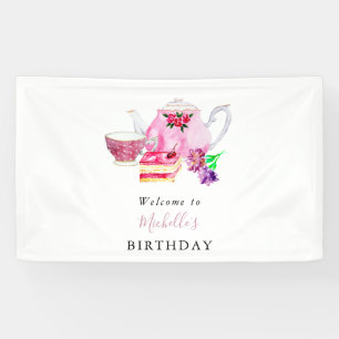 Geburtstags Tee Party Willkommen Wasserfarbe Niedl Banner