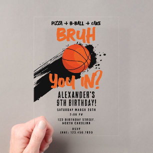 Geburtstags-Teen-Sport-Basketballspiel für Jungen Acryleinladungen
