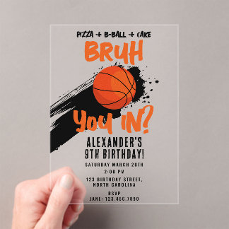 Geburtstags-Teen-Sport-Basketballspiel für Jungen Acryleinladungen