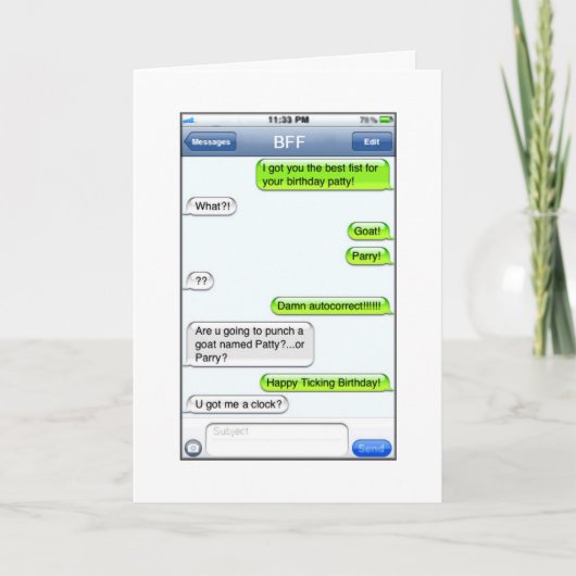 Geburtstags-Text - Spaß Karte (Vorderseite)