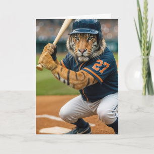 Geburtstags-Tiger-Baseballspieler #27 schlägt auf Karte